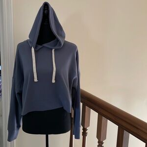 small crop dusty blue hoodie